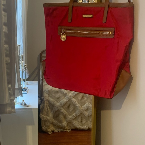 Michael Kors Red Nylon Tote - Picture 1 of 6